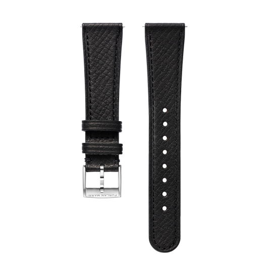 ブラック テクスチャードレザー ストラップ