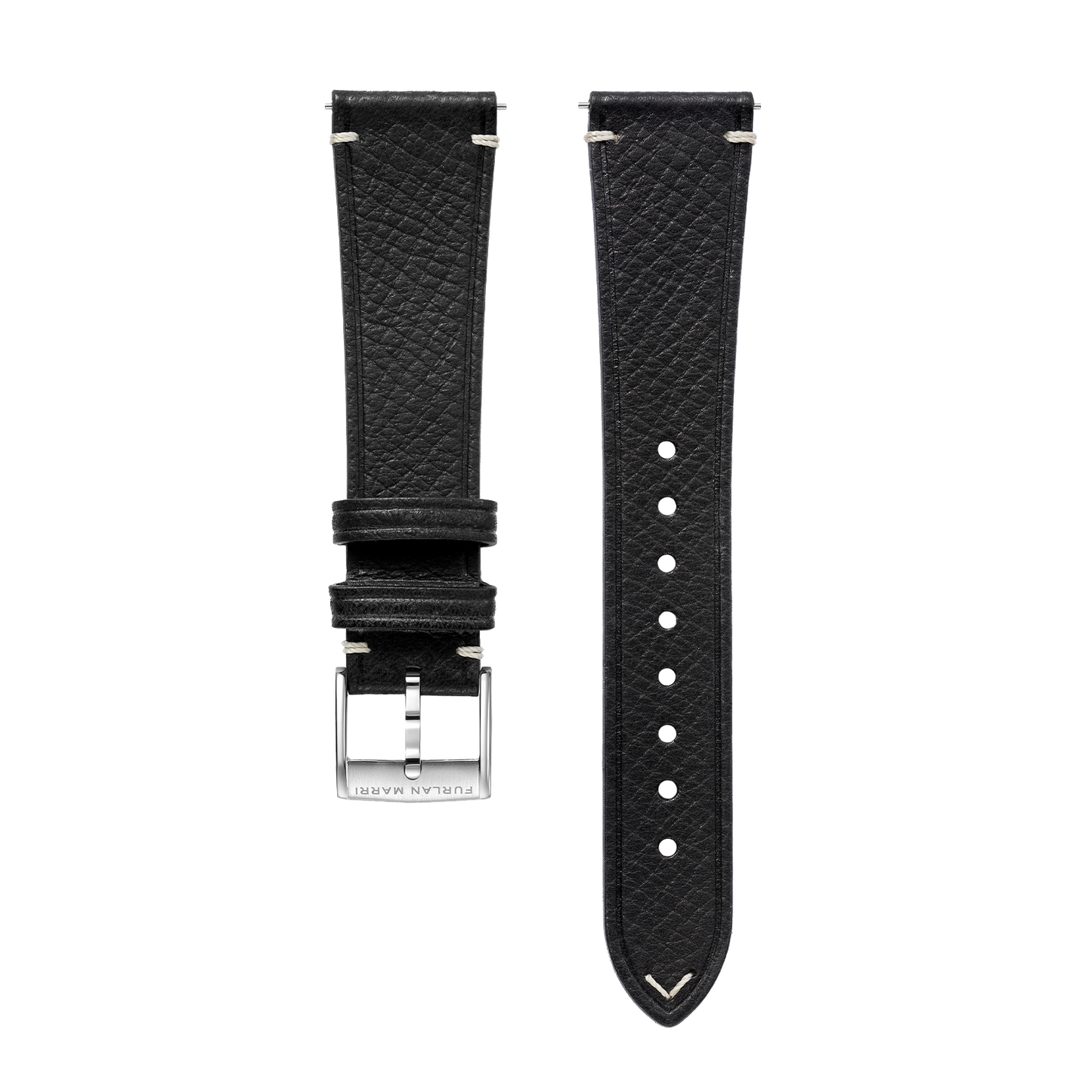 ブラック ポイントステッチ テクスチャードレザー ストラップ
