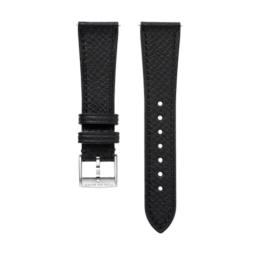 ブラック テクスチャードレザー ストラップ
