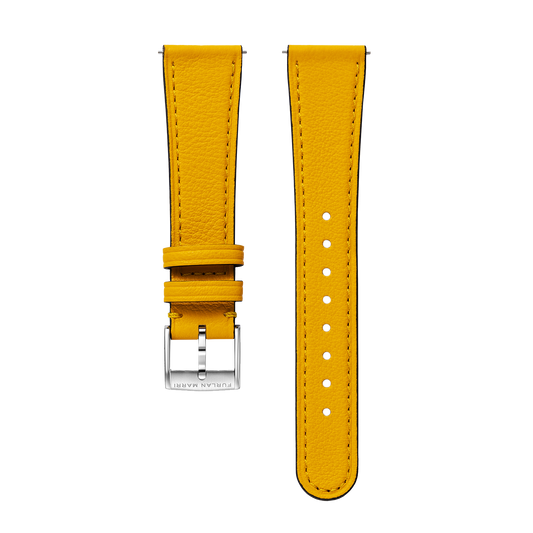 イエロー テクスチャードレザー ストラップ